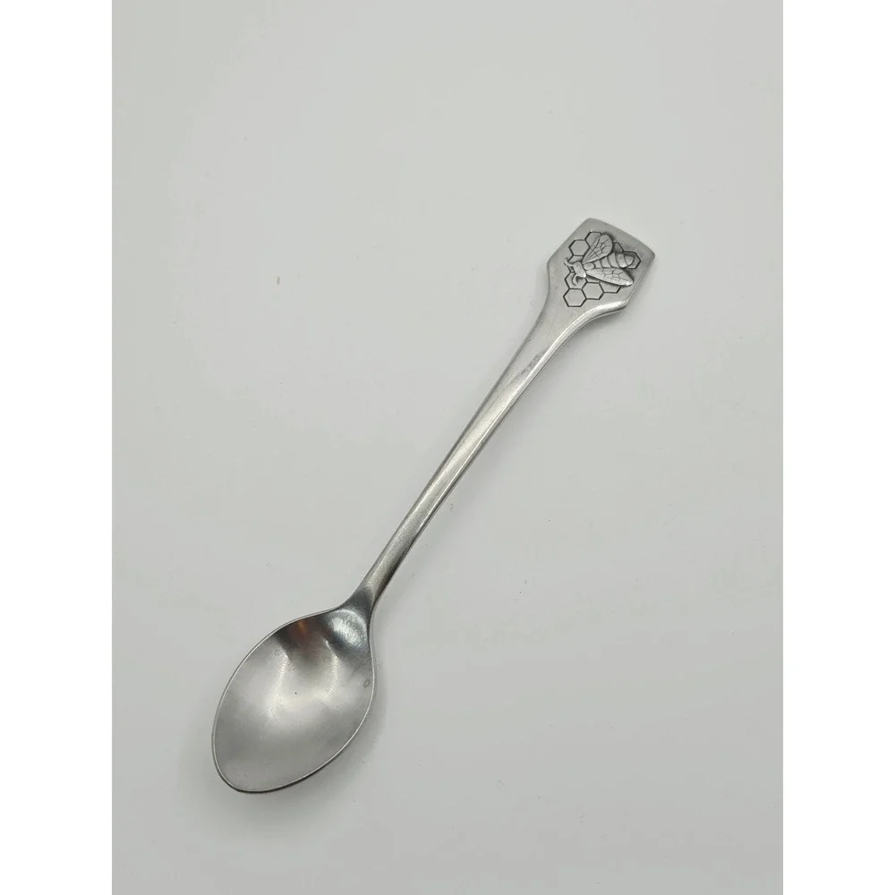 Vintage BSF Edelstahl 18/8 Honey Spoon Silver Bee Honeycomb German Flatware